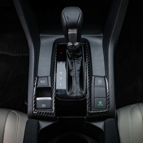Carbon Fiber Pattern Gear Shift Frame Cover For Honda Civic 10th Gen 2016-21