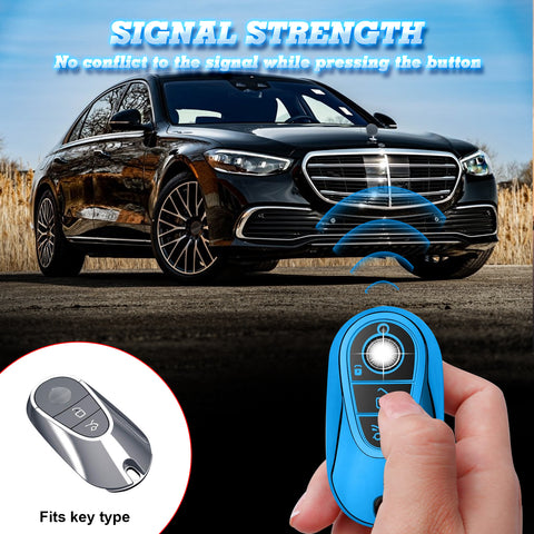 Blue Soft TPU Full Protect Remote Key Fob Cover For Mercedes-Benz S-Class 2020+