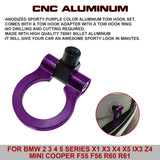 Purple Track JDM Style Aluminum Tow Hook For BMW 2 3 4 Series Mini Cooper F55 R60