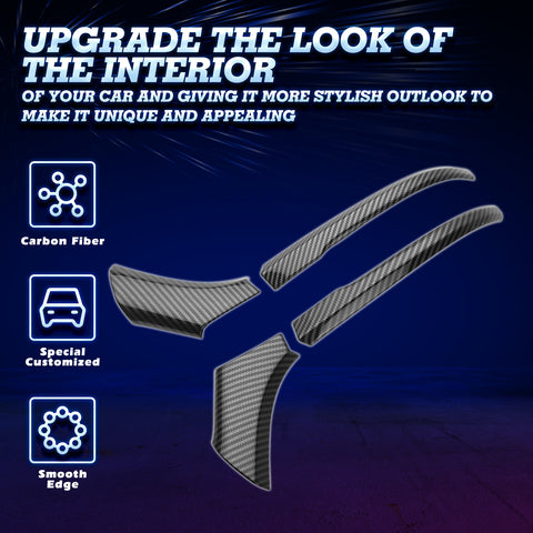 Exterior Rearview Side Mirror Strip Cover Trim Set For Toyota RAV4 2019-2021, Carbon Fiber Pattern