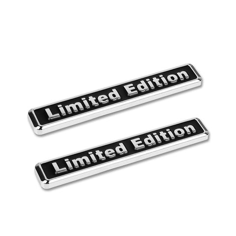 2pcs Universal Limited Edition Logo Emblem Metal Badge Sticker Decal for Side Fender Trunk Compatible with Most Cars (9.5cm x 1.5cm Black)