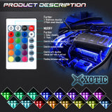 8pcs RGB Multi-Color LED Engine Bay Light Strip Kit w/ Wireless Remote Control