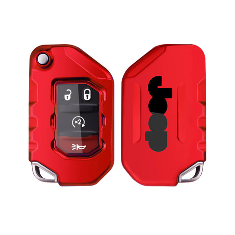 Red Soft TPU Remote Control Smart Key Fob Cover Case For Jeep Wrangler 2018-2021