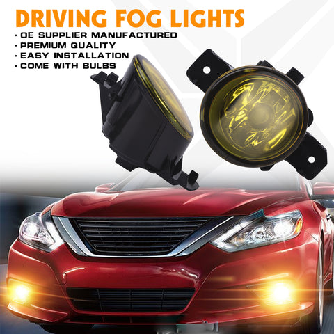 Yellow OEM Replacement Fog Light Lamps w/ H11 Halogen Bulbs For Nissan Infiniti