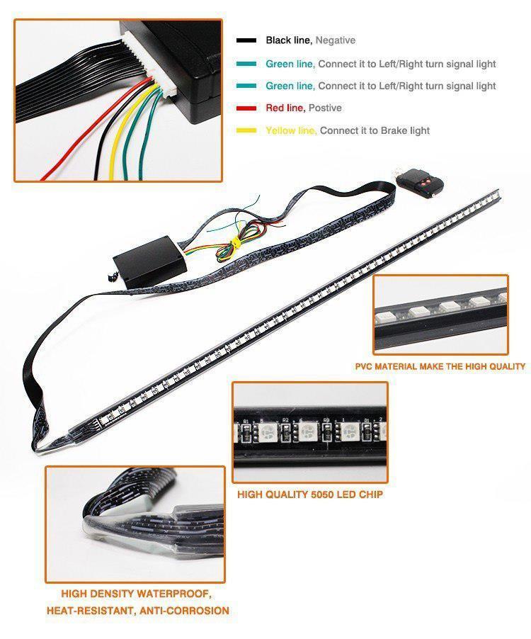 24 7-Color RGB LED Knight Rider Remote Strip Light For Under Hood Behind Grille 24 7-Color RGB LED Knight Rider Remote Strip Light For Under Hood Behind Grille