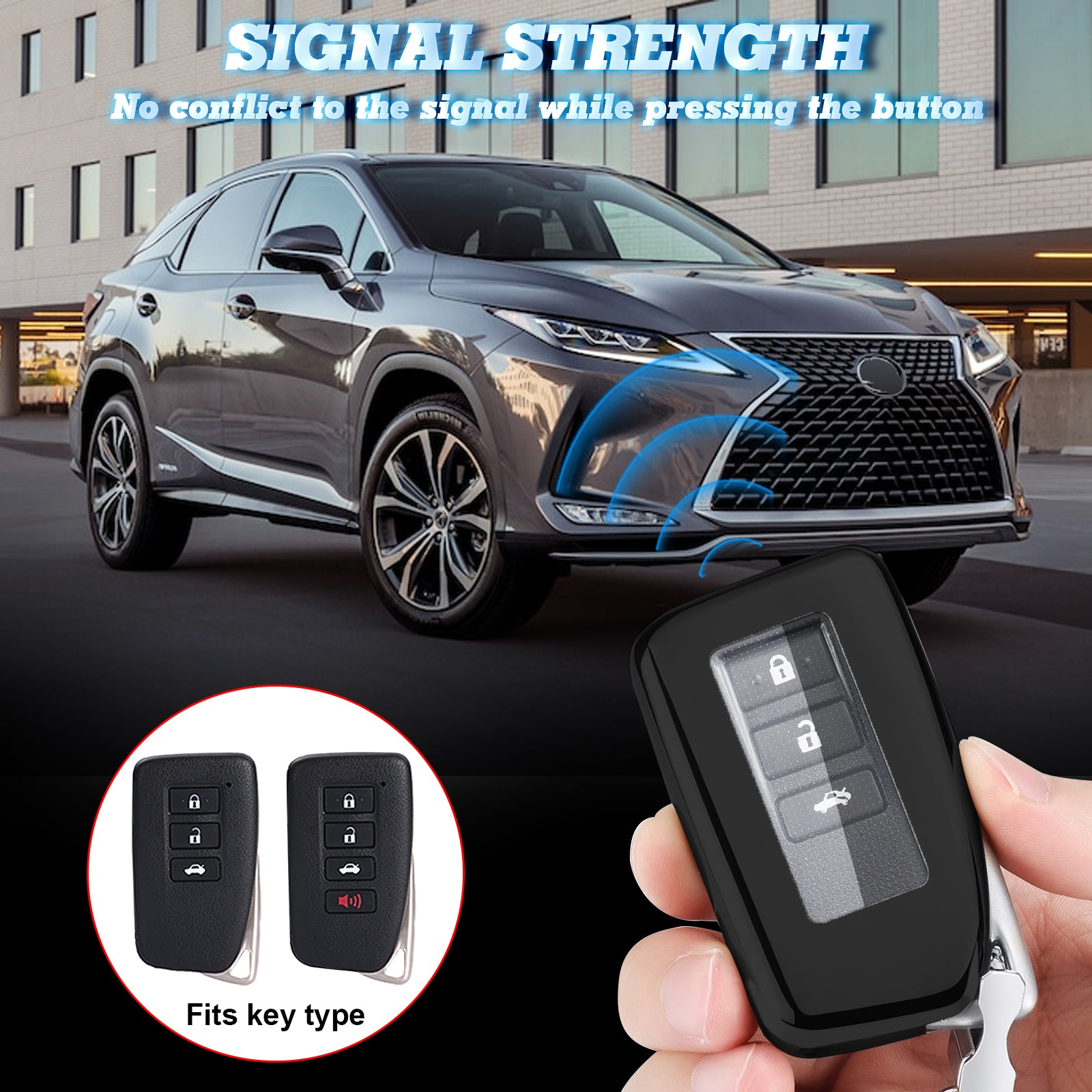 Black Soft TPU Full Protect Smart Remote Control Key For Lexus NX RX 2 ...
