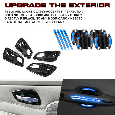 Set Inner + Exterior Door Handle Bowl Cover Trim For BMW 3 Series E90/E91 Sedan