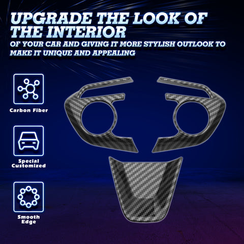 Inner Steering Wheel Cover Trim Kit For Toyota RAV4 2019-2024, Carbon Fiber Texture