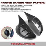 Carbon Fiber Pattern Rearview Side Mirror Cover Protector For Honda Civic 11th