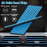 10pcs Car Accessories Interior Soft PVC AC Air Conditioner Outlet Overlay Strip Decoration Cover Trim Kit Universal Fit, Blue