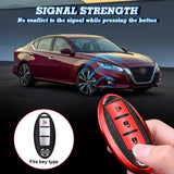 3 Button Red TPU Key Fob Cover Case Holder Protect w/ Keychain For Nissan Rogue Pathfinder
