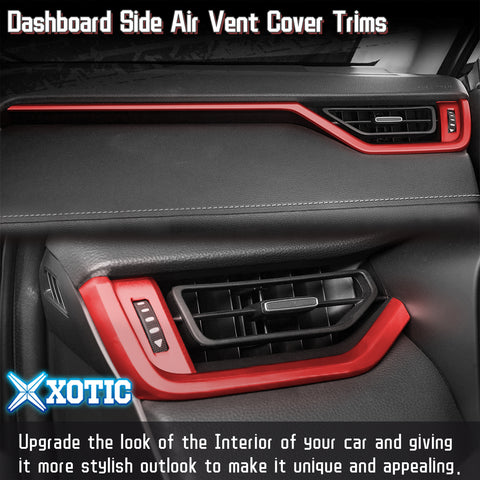 Dashboard Side Air Vent Cover Trims Glossy Red Compatible with Toyota RAV4 2019-2024