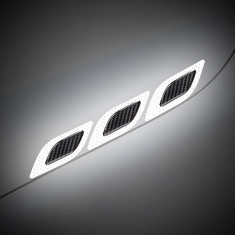 6x White w/ Carbon Fiber Pattern 3D PVC Night Reflect Car Vent Edge Bumper Decal