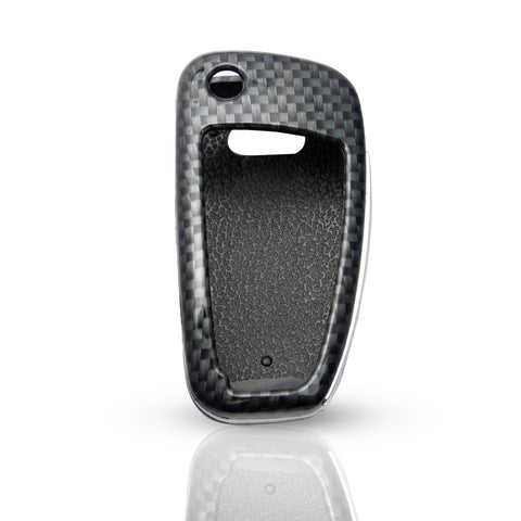 Carbon Fibre Style Key Fob Cover Case Key Shell for Audi A3 A4 A6 A8 TT Q7 S6 3-Buttons Flip Key