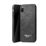 Luxury Super Mustang Logo Slim Leather Alcantara Suede Durable Protective Cover Case for iPhone 7 8 iPhone 7 8 Plus iPhone X