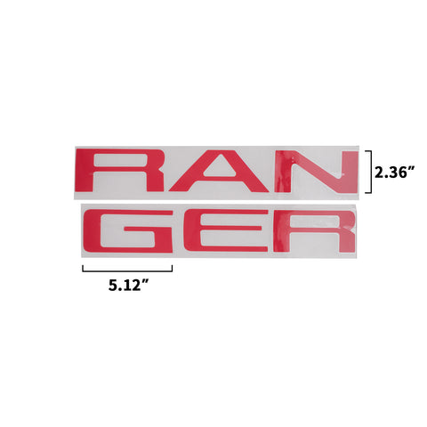 Matte Black / Red / White / Silver Rear Trunk Tailgate Vinyl Decal Insert Letter Sticker for Ford Ranger 2019