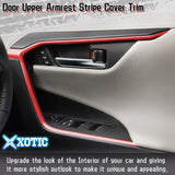 Sporty Red Inner Door Upper Armrest Strip Decor Cover Trims For Toyota RAV4 2019-21