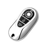 Silver Soft TPU Full Covered Remote Key Shell For Mercedes-Benz E-Class 2020-21