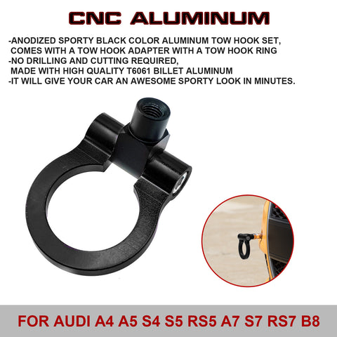 Set Anodized Alloy Black Track Racing Style Tow Hook For Audi A4/S4 B8 2008-2019
