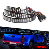 48" 5-Functions Triple Rows LED Tailgate Strip Light Bar - Sequential Turn Signal/Brake Light Strip/Running/Reverse/Double Flash Compatible With Trucks SUV Trailer Pickup etc, No Drill Install
