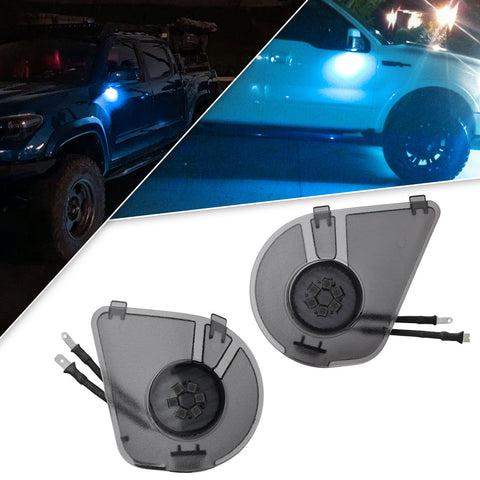2x Ice Blue LED Under Side Mirror Puddle Light Smoked Lens Lamp For Dodge RAM 1500 2500 3500 2010-2019