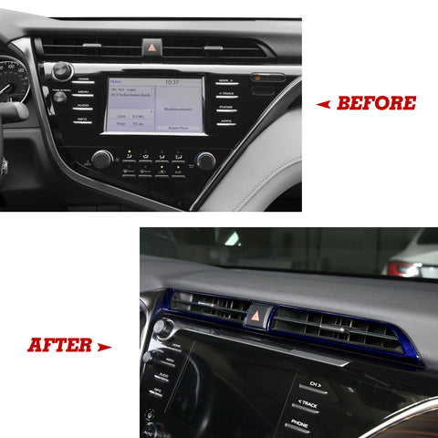 Blue Side AC Air Vent Console Stripe Overlay Trim Kit For Toyota Camry 2018-2020