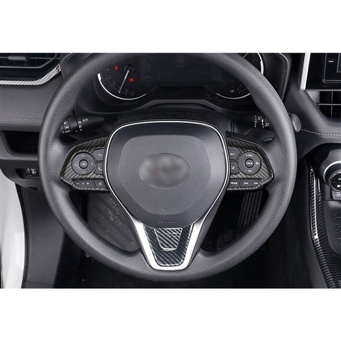 Inner Steering Wheel Cover Trim Kit For Toyota RAV4 2019-2024, Carbon Fiber Texture