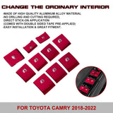 Sporty Red Aluminum Alloy Window Switch Cover Trim For Toyota Camry 2018-2022