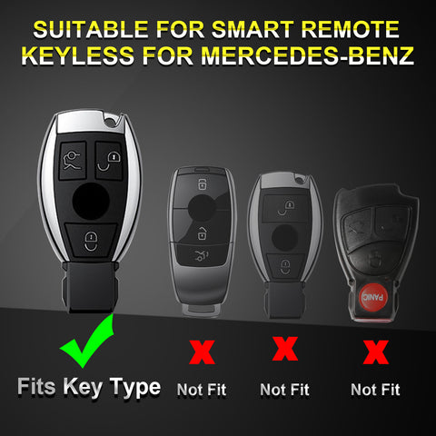 For Mercedes Benz Key Fob Cover, Key Fob Case for Mercedes Benz C E M S CLA CLS CLK GLC GLK G Class Soft TPU Full Cover Protection Smart Remote Keyless Entry Key Fob Shell, Black
