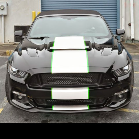Gloss White Green Hood Roof Trunk Vinyl Stripes Pre-Cut Sticker For Ford Mustang