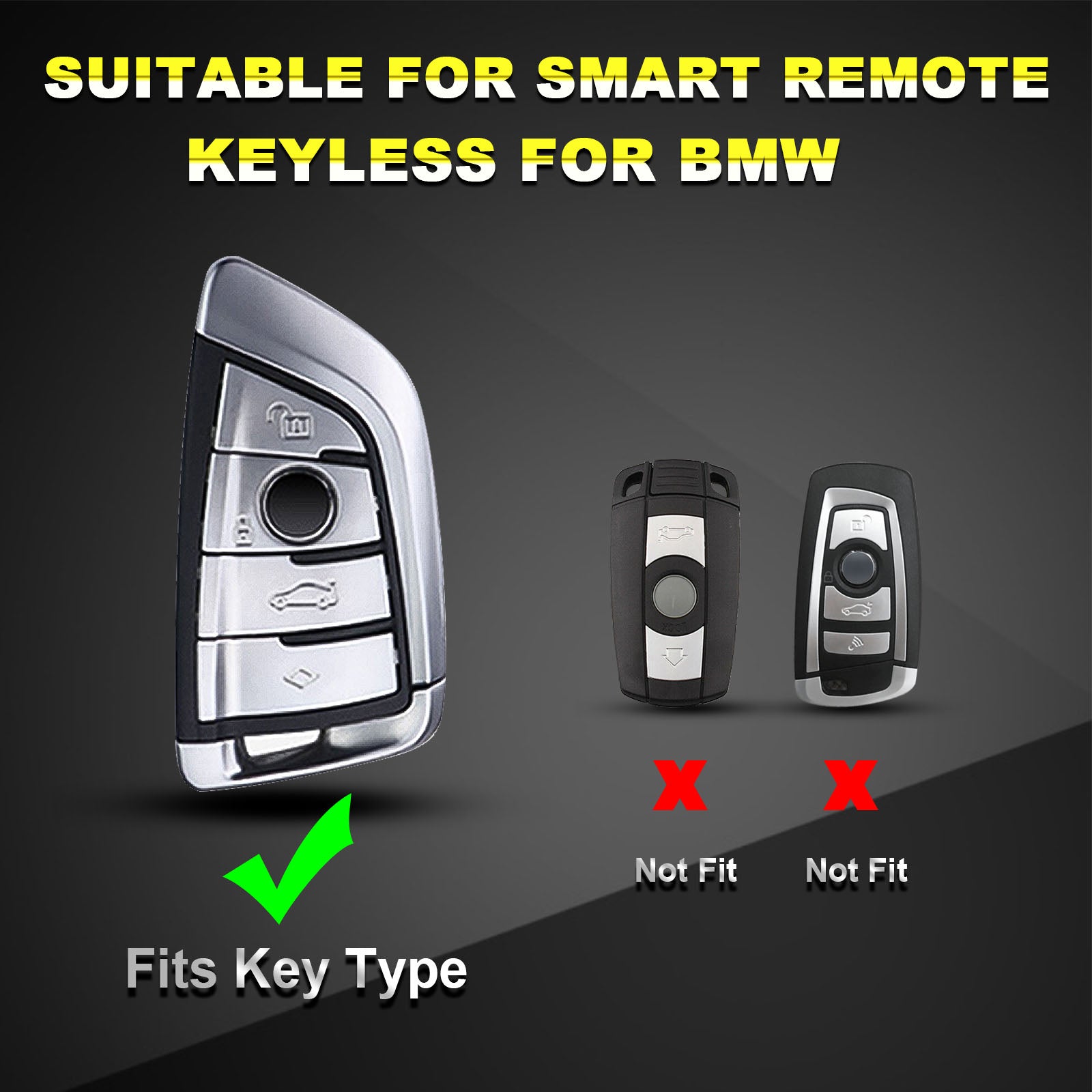 Elegananccy for BMW Key fob Cover Key Case Shell Rings for BMW 2 5 6 7  Series X1 X2 X3 X5 X6 X7 Premium Anti-dust Anti-Break Protection (Black)