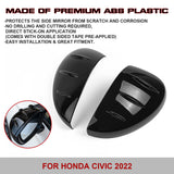 2Pcs Glossy Black Rearview Side Mirror Overlay Cover Trim For Honda Civic 2022