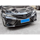 Black Carbon Fiber Pattern ABS Front Grille Lip Cover For Toyota Camry 2018-2020
