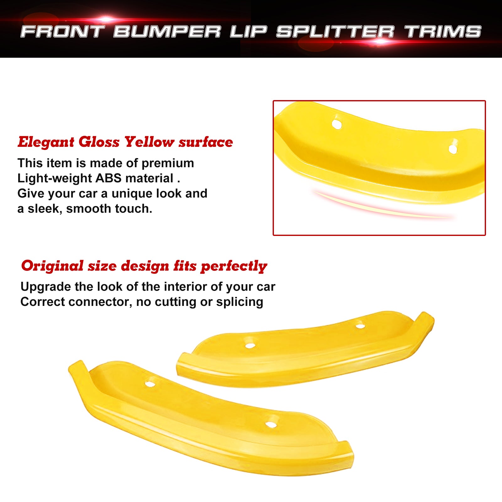 Yellow Front Bumper Lip Splitter Cover Trim For 15+ Dodge