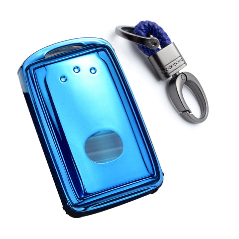 Blue Soft TPU Full Protect Remote Smart Key Fob Cover Case w/Keychain For Mazda 3 2019-2021