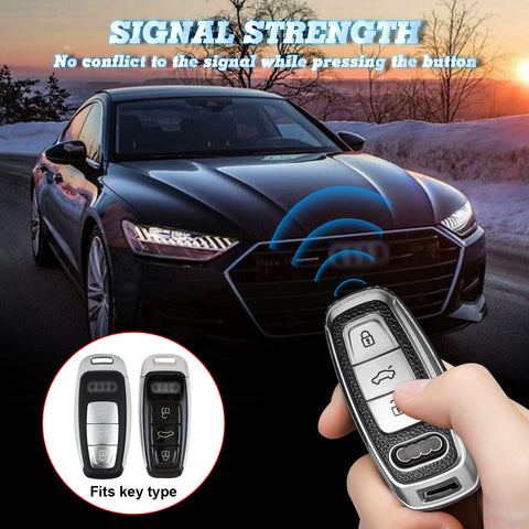 Silver TPU Leather Full Protect Remote Smart Key Fob Cover For Audi A6L A7 A8