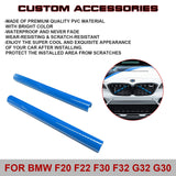 Front Grille Insert Trims Stripes, Front Center Kidney Grilles Trim Compatible with BMW 1 2 3 4 5 6 7 Series F20 F22 F30 F32 G30 G32 G11 (Blue)