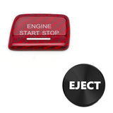 Red Carbon Fiber Engine Start + Black Cigarette Eject Button Trim For Chevy C7