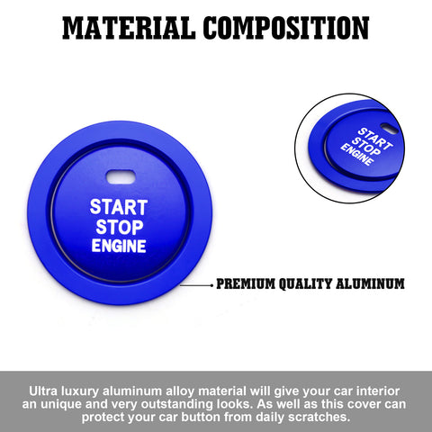 Aluminum Alloy Engine Start/Stop Push Button,Power Ignition Start Stop Button Decoration Trim & Ring Stickers Compatible with Toyota Camry 2018 2019 2020 2021 2022(Blue) -2pcs