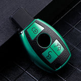 For Mercedes 3 Button Green Smart Key Fob Cover Case Shell Protect Leather TPU