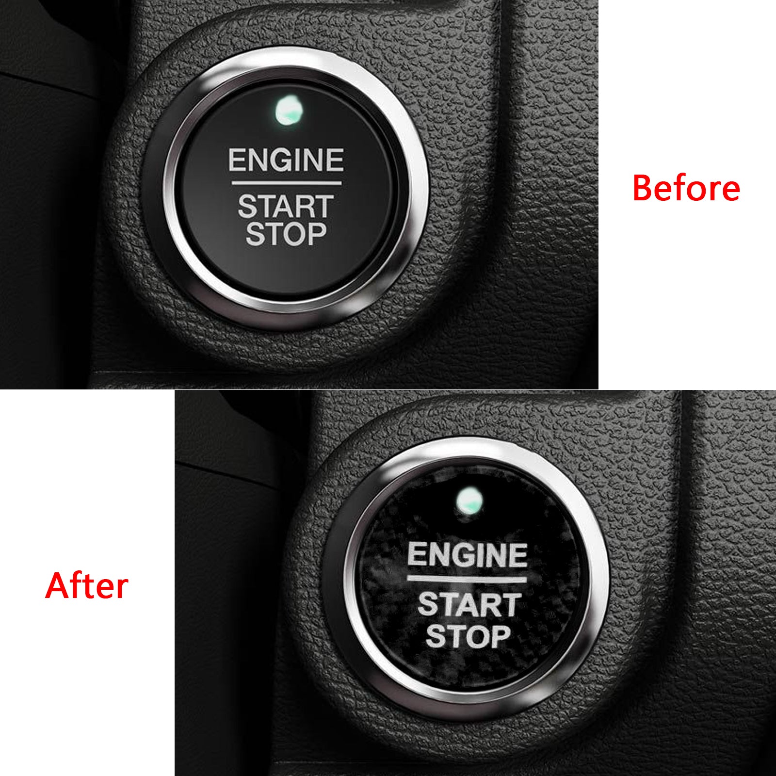 Ford Raptor Ranger Start Button Black Carbon Fiber Engine Push Start Button Decor Cover For Ford F-150 ...