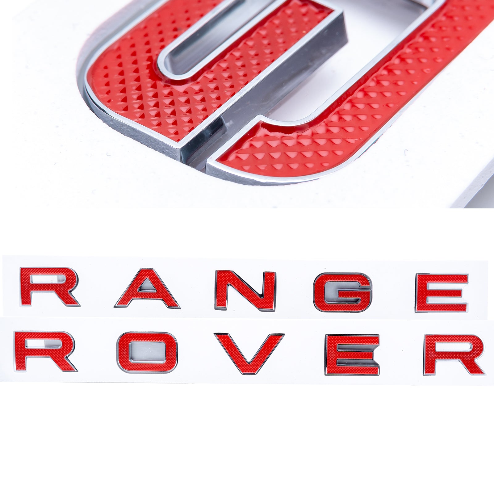 For Land Rover Front Hood 3D Emblem - Black/ Red RANGE ROVER Letter AB ...