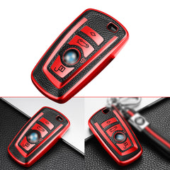 Red TPU Leather Full Seal Remote Key Fob Case Cover For BMW 1 2 3 4 5 6 7 Series