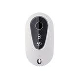 White TPU w/Leather Texture Full Protect Remote Key Fob w/Keychain For Mercedes S-Class 2020+