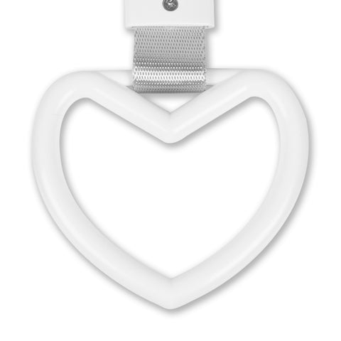 White Tsurikawa Handle Ring Heart Shaped Japanese Car Warning Loop Decoration