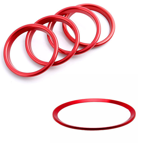 Red Alloy Air Vent Outlet Steering Wheel Logo Ring Cover Trims For Audi A3 S3