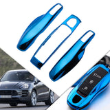 Gloss Blue Hard Keyless Entry Key Fob Skin 3 Buttons For Cayenne Panamera Boxster Cayman