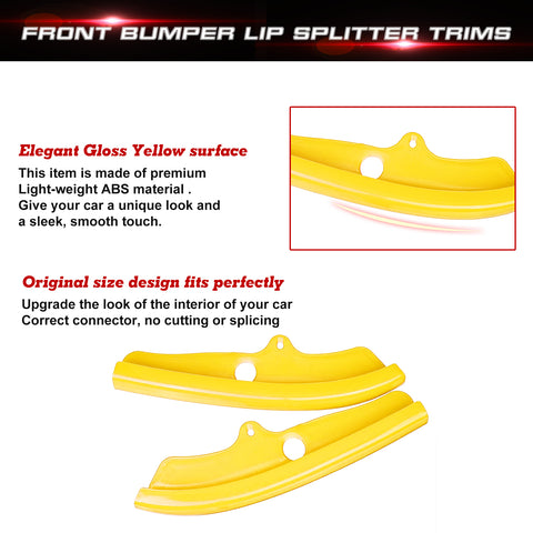 Yellow Bumper Lip Corner Spoiler Trim For Dodge Challenger Scat Pack R/T GT SRT