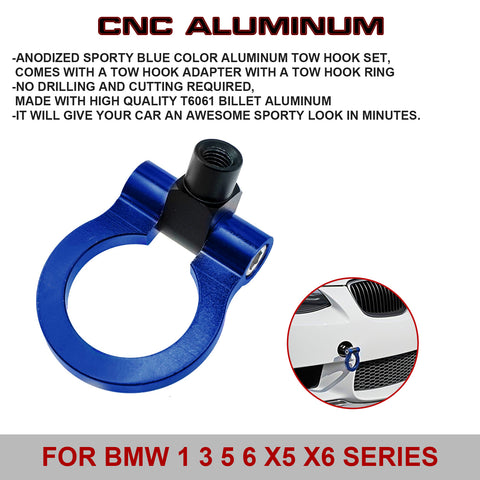 Blue CNC Euro Racing Style Tow Hook For BMW 1 3 5 Series X5 X6 Mini Cooper R55