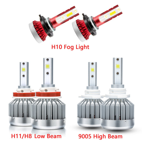LED Headlight High Low Beam Fog Light Bulb Package Set for Dodge Ram 1500 2500 3500 4500 5500 2009-2018, Extremely Super Bright LED Headlight Fog Lamp White 6000K